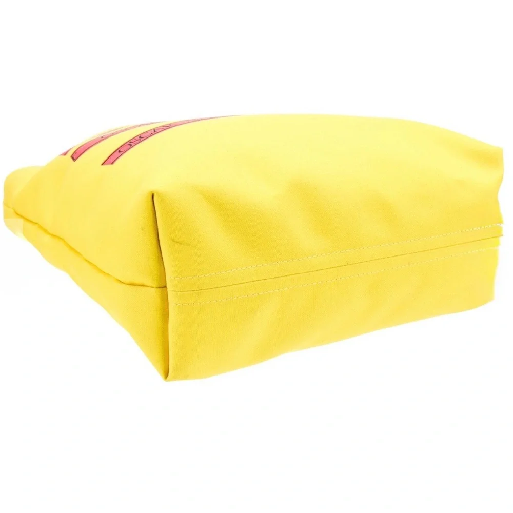 JW ANDERSON Yellow Tote with Red Accents and Brown Saddle Leather Handle